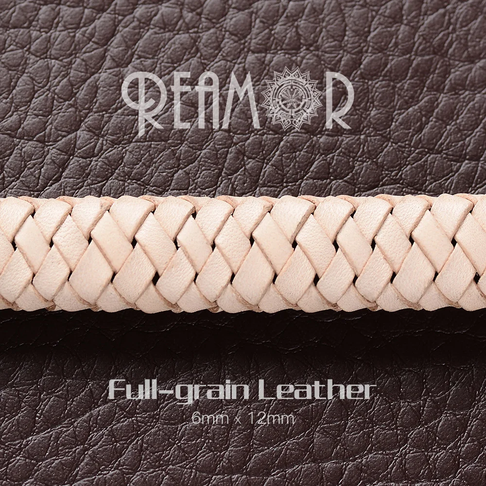 reamor 6mm round genuine braided leather