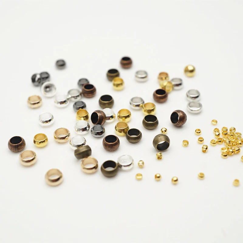 500pcs Wholesale Silver//Gold//Black//Bronze Plated Tube Crimp End Beads 2mm