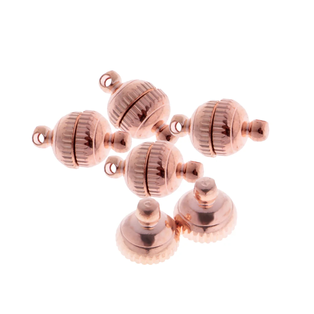 20 Sets Carved Round Ball Beads Magnetic Clasps Jewelry Findings 14x8mm