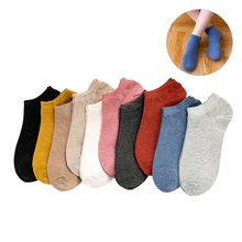 10 пар/лот, японские, яркие цвета, женские носки до щиколотки, забавные, милые, однотонные, хлопковые носки-лодочки, женские, женские, для девушек, Носки с рисунком, короткие носки