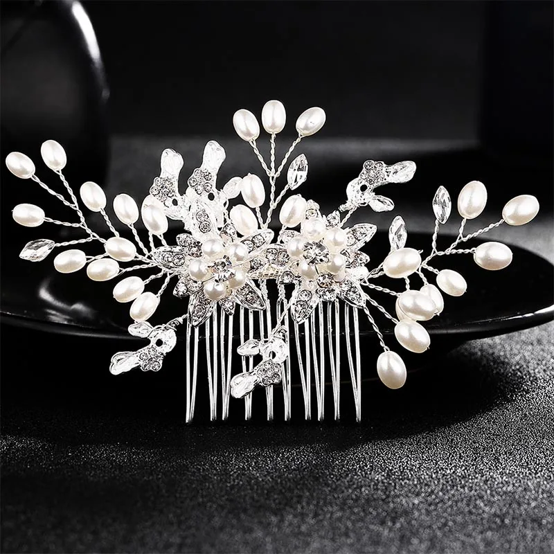 HS-J2634A-Silver QYY модные жемчужные свадебные аксессуары для волос с жемчугом заколки для волос Свадебные украшения для волос для женщин Головные уборы - Окраска металла: HS-J2634A-Silver