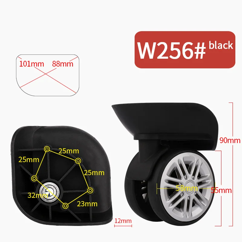 Сменный Чехол на колесиках для багажа, универсальный чехол на колесиках, чехол на колесиках для обслуживания, пароль на колесиках, комплект из 2 предметов, чехол на колесиках - Цвет: W256(2 Wheels)Black