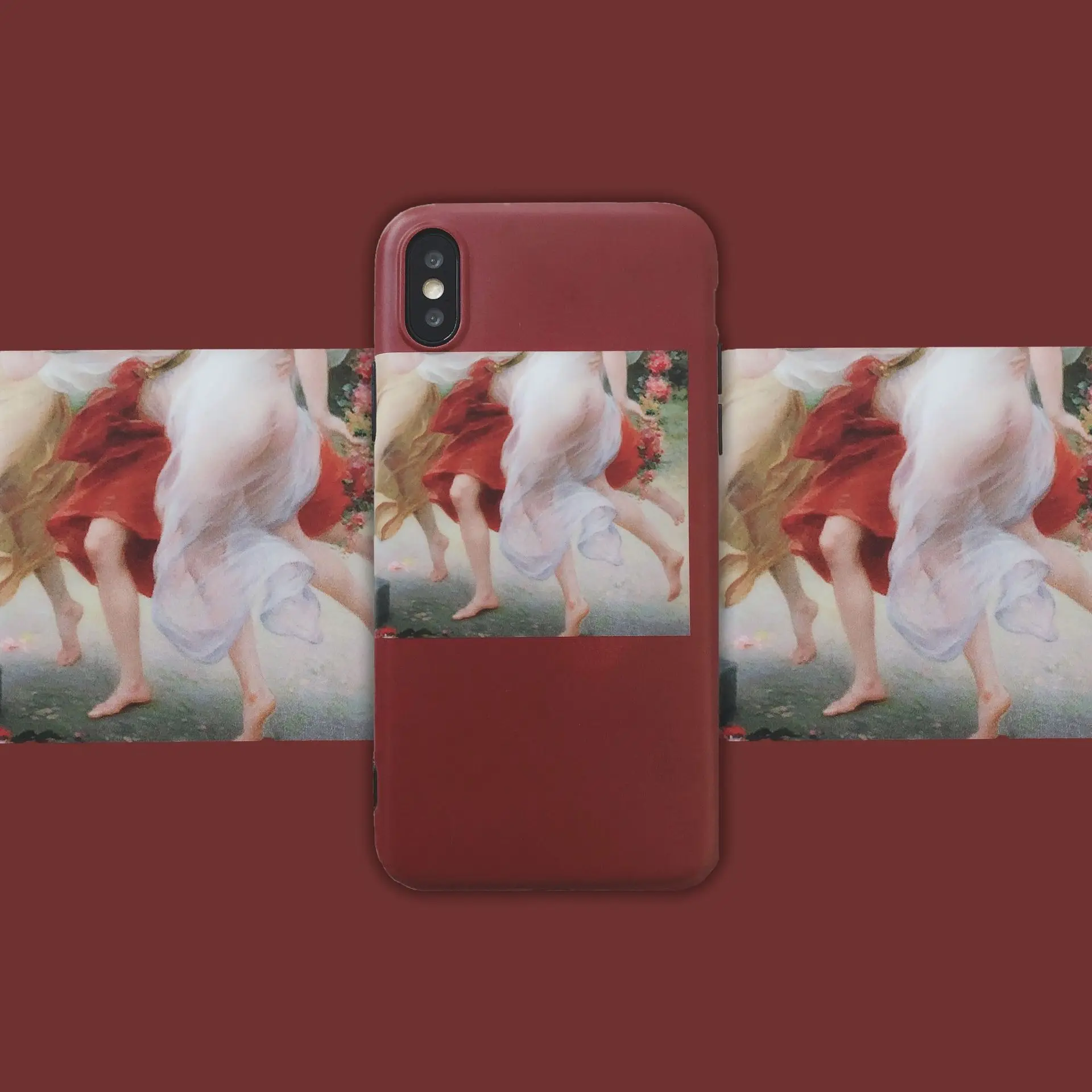 

Literary retro wine red oil painting art girls Phone Case For iPhone cover X coque 7 Puls 8 6 puls case silicon Funda Back cover