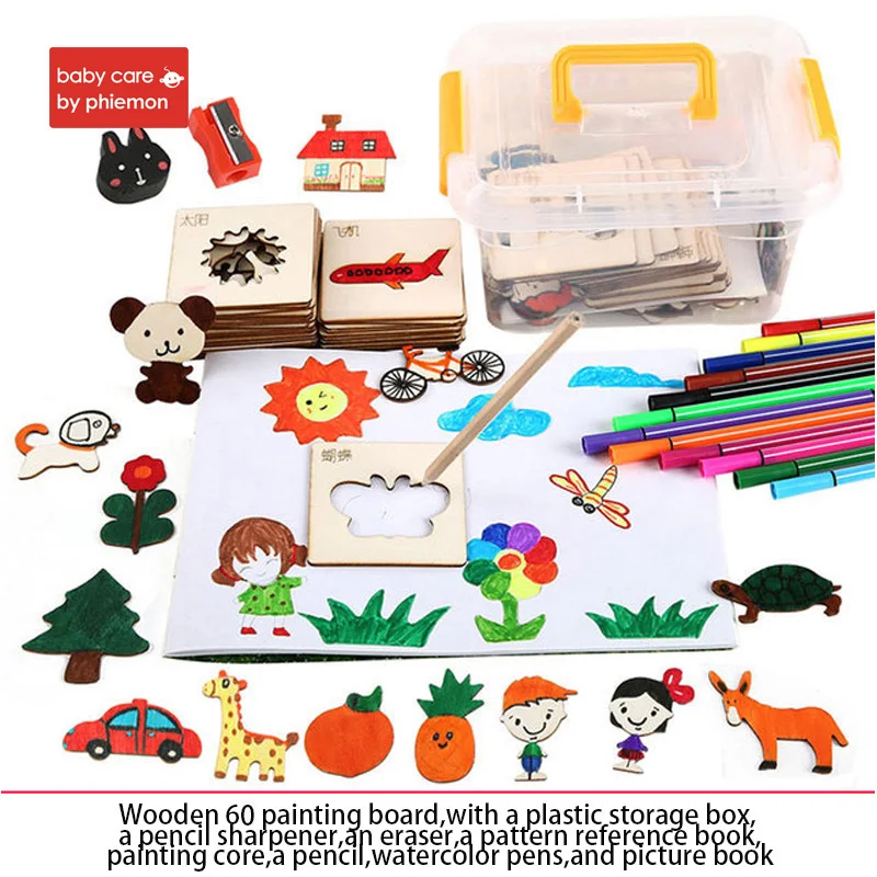 

Babycare 88PCS/Sets Wooden Drawing Board Toys Book Coloring Book Doodle Painting Tool Educational Toys Birthday Gift