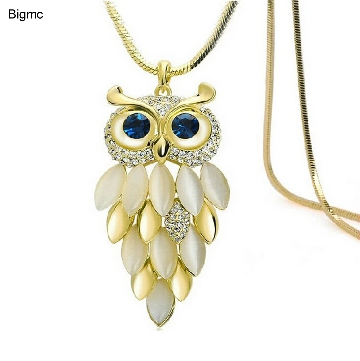 Fashion crystal Owl pendant Long Chains Necklace beautiful Owl