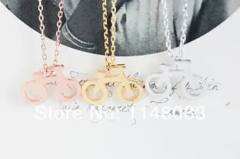 

Fashion gold silver rose exquisite cute casual tiny bicycle pendant necklace for boys and girls gifts