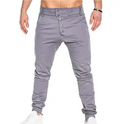Laamei 2018 новые модные брюки мужские повседневные пуговицы джоггеры карго Qunique дизайн мужские тренировочные брюки Нижняя Jogger Брюки