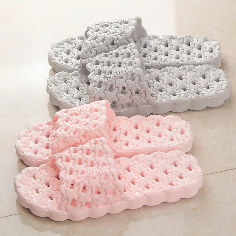 Korean men and font b women b font bathing Water Leakage indoor bathroom slippers hollowed out