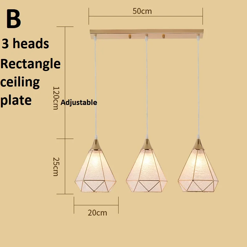 LukLoy, современный подвесной потолочный светильник, лофт для кухни, светодиодный подвесной светильник s, подвесной светильник, светодиодный подвесной светильник ing - Цвет корпуса: B 3 heads Rectangle