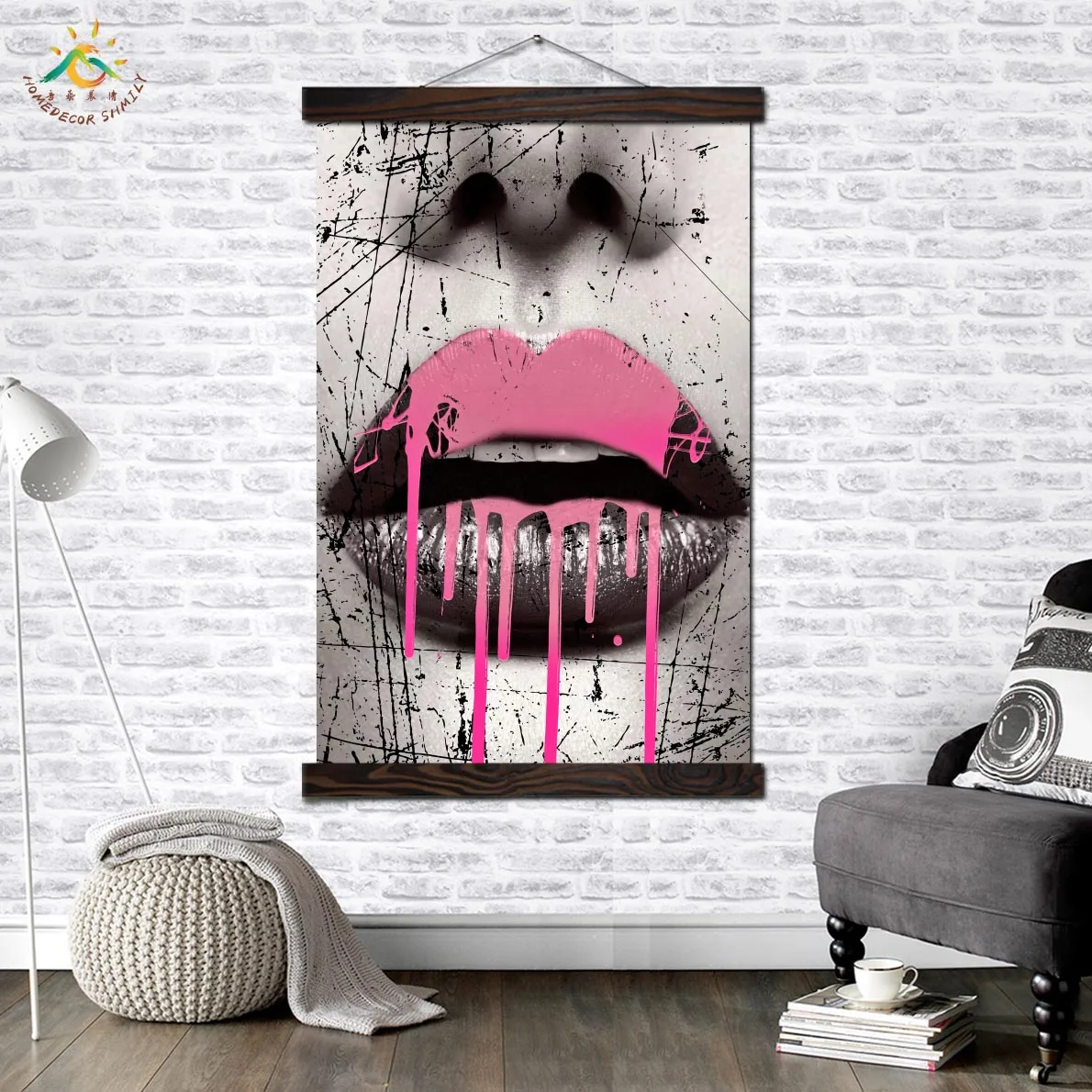 

Dripping Lips Graphic Art Modern Canvas Art Prints Poster Wall Painting Scroll Painting Artwork Wall Art Pictures Home Decor