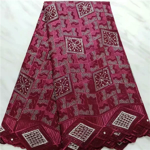 

2019 High Quality Nigeria Lace Fabric Latest Stones Mesh African Net Lace Fabric Swiss Volie Cotton Lace Fabric