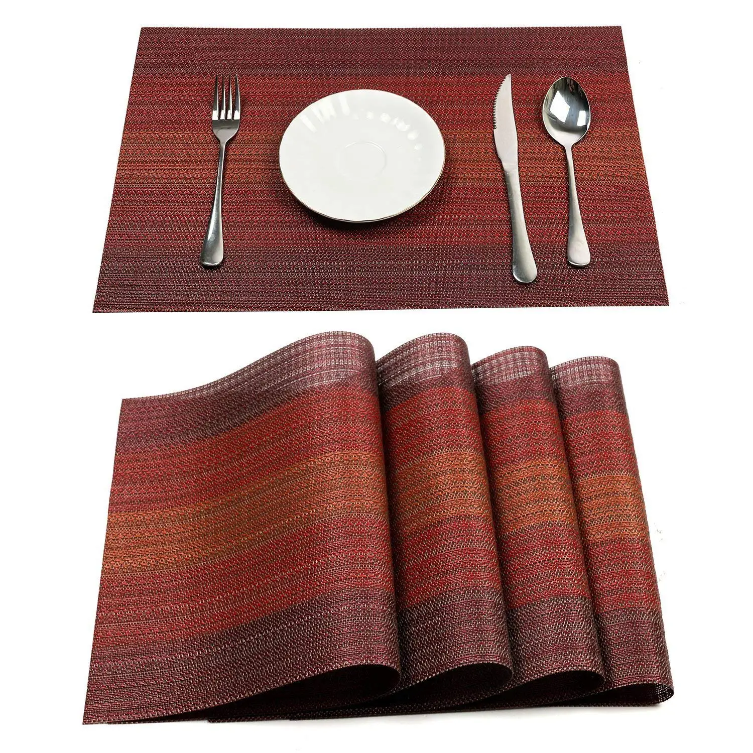 

METABLE PLACEMAT 6 PCS for Dining Table Washable Woven Vinyl Placemat Non-Slip Heat Resistant Kitchen Table Mats Easy to Clean