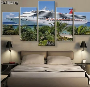 

Cruise Ship Canvas Painting Wall Art Prints Home Decor Huge Boat Picture 5 Panels For Linving No Frame
