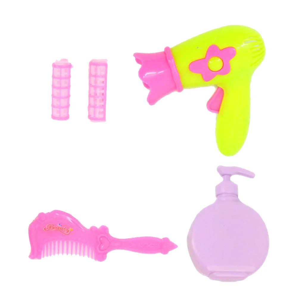 Beauty Comb Hair Dryer Roller Curler Lotion Bottle Sets Dollhouse Miniature Bathroom Accessories for   Doll