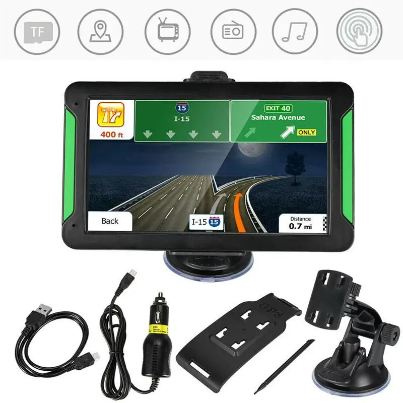 7 дюймов навигационное устройство gps Карты автомобиль Грузовик Авто Сенсорный экран 256 МБ+ 8 Гб в режиме реального времени речевых сообщений отсутствуют Hi-Fi динамик карта Европы