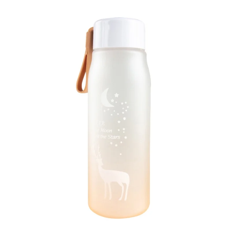 560ml Water Bottle Plastic Leak Proof Kettle For Girl Biking Travel Portable Water Bottles Cute Elk Student Kettle - Цвет: O