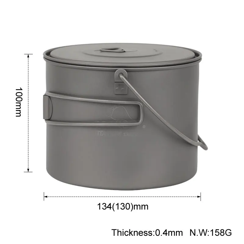 TOAKS титановый горшок, подвесной горшок для отдыха на природе, подвесной горшок, кастрюли для приготовления пищи, Складная крышка с ручкой, 750 мл и большая емкость