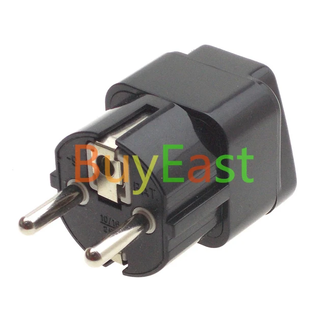 2 x Universal to Schuko Germany France Travel Adapter AC Power Plug