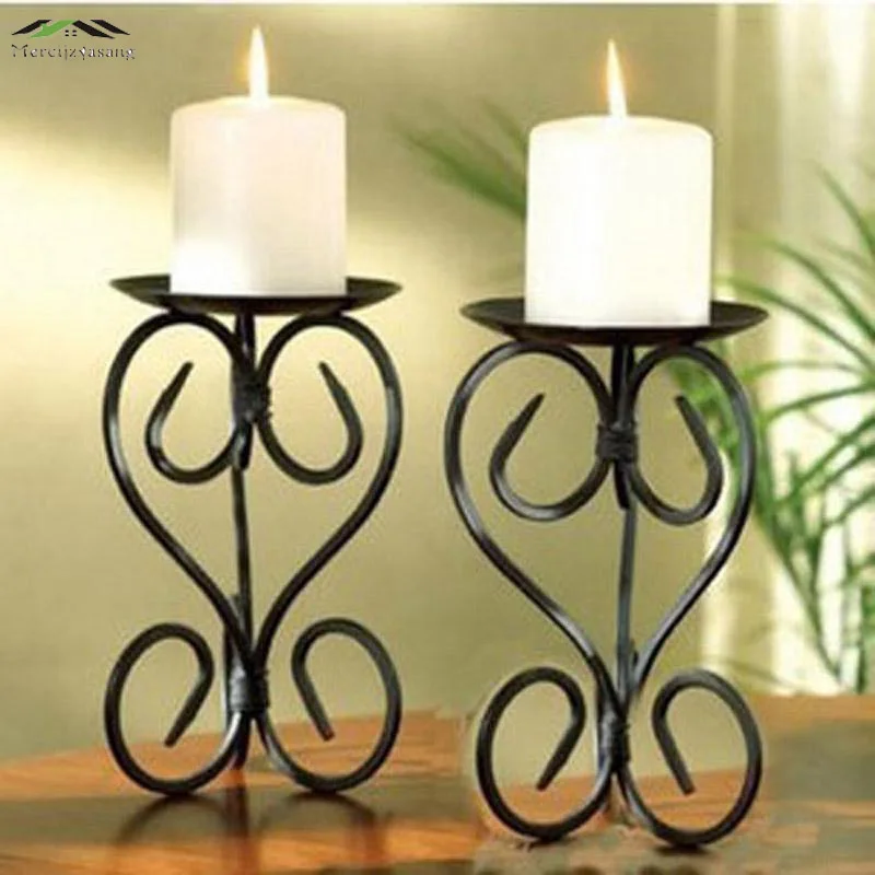 2PCS/LOT Metal candle holders stand pillar iron black Europe for