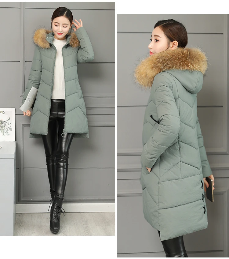 Jackets Women's Winter Long Jacket 2018 Cotton Padded Coat Women Fake Fur Collar Zipper Outwear Coats Female Slim Thick CH587 (14)