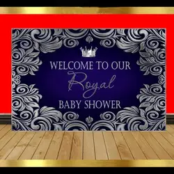 На заказ Королевский размытие и серебряный принц корона Baby Shower цветок фонов компьютер вечерние партии задний план