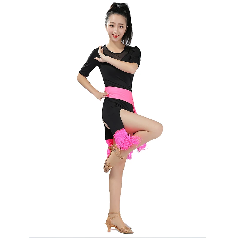 

Free Shipping Ladies Latin Dance Costume Dress Women Ballroom/Salsa/Samba/Ramba Cha Cha Tango Dance Dresses with Hip Scarf