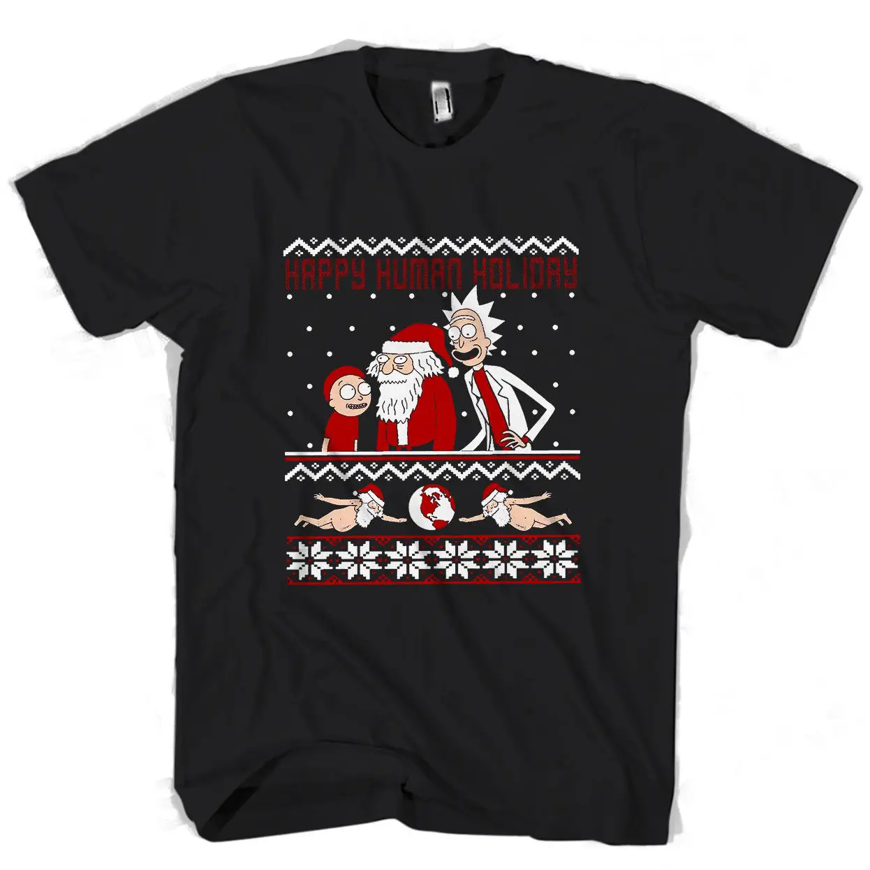 Rick And Morty Happy Human Holiday Ugly Christmas Man Woman T Shirt