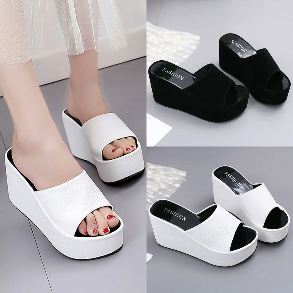 

Casual Women Fish mouth Platform High Heels Sandals Slope Sandals Women‘s Summer Open Toe Wedges Slippers Beach Walk Shoes