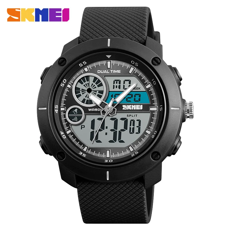 SKMEI новые уличные спортивные часы люксовый бренд Цифровые кварцевые часы мужские водонепроницаемые военные армейские наручные часы Relogio Masculino - Цвет: Black