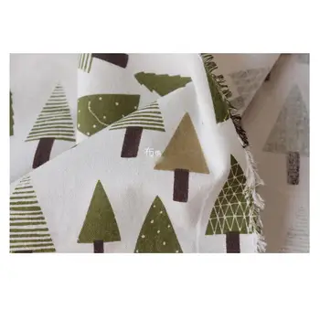 

Cotton with Linen Fabric Christmas tree printed cloth for sofa cushion pillows