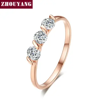 Engagement Wedding Ring For Women Classic Simple CZ Austrian  Crystal Rose Gold Color Fashion Jewelry Lover Ring R067 R068