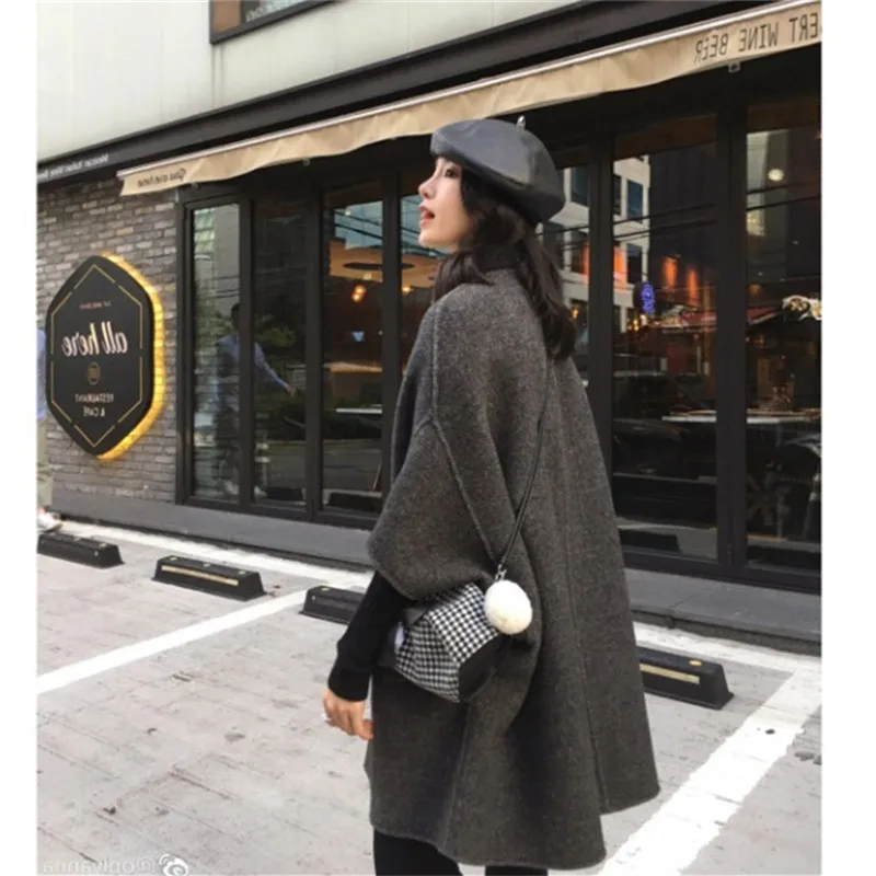 camel Style Longue noir Vintage Femmes D'hiver Coréen Laine Pardessus Beige Manteaux Mode Cape 2018 Manteau 6SBw4x
