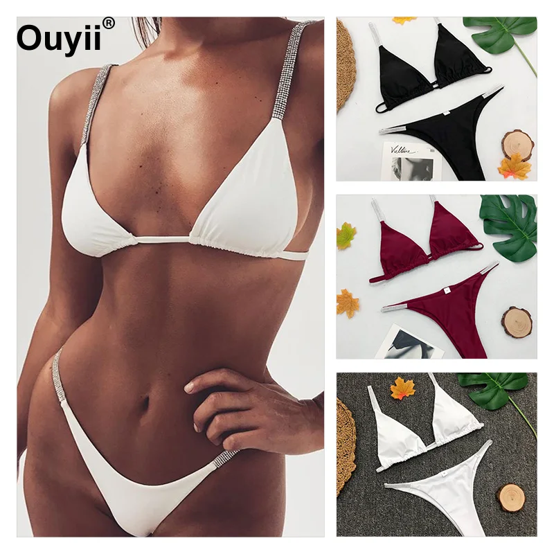 

2019 New Split Women's Bikini Solid Color Sexy Split Swimsuit Ladies Retro Vacation Bikini Low Waist Swimwear