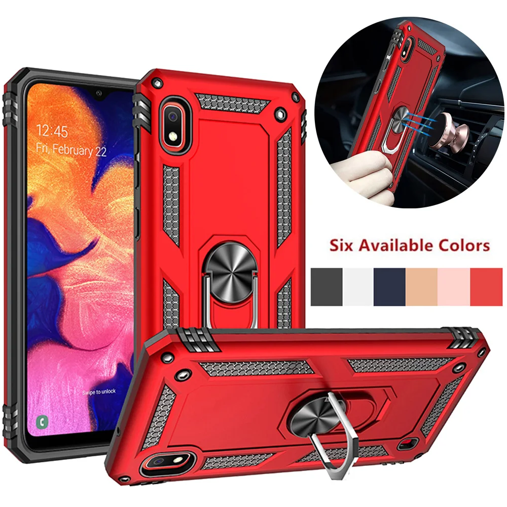 

For Samsung Galaxy A10 A10e A20 A30 A50 Dual Layer Military Armor Case Magnetic Ring Stand Slim Shockproof Hard Cover