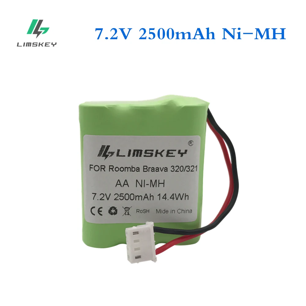 Limskey 7,2 в Ni-MH аккумулятор 2500 мАч для iRobot Braava 320 321 для мятного 4200 4205 пылесос для пола Робот 4408927 7,2 Вольт