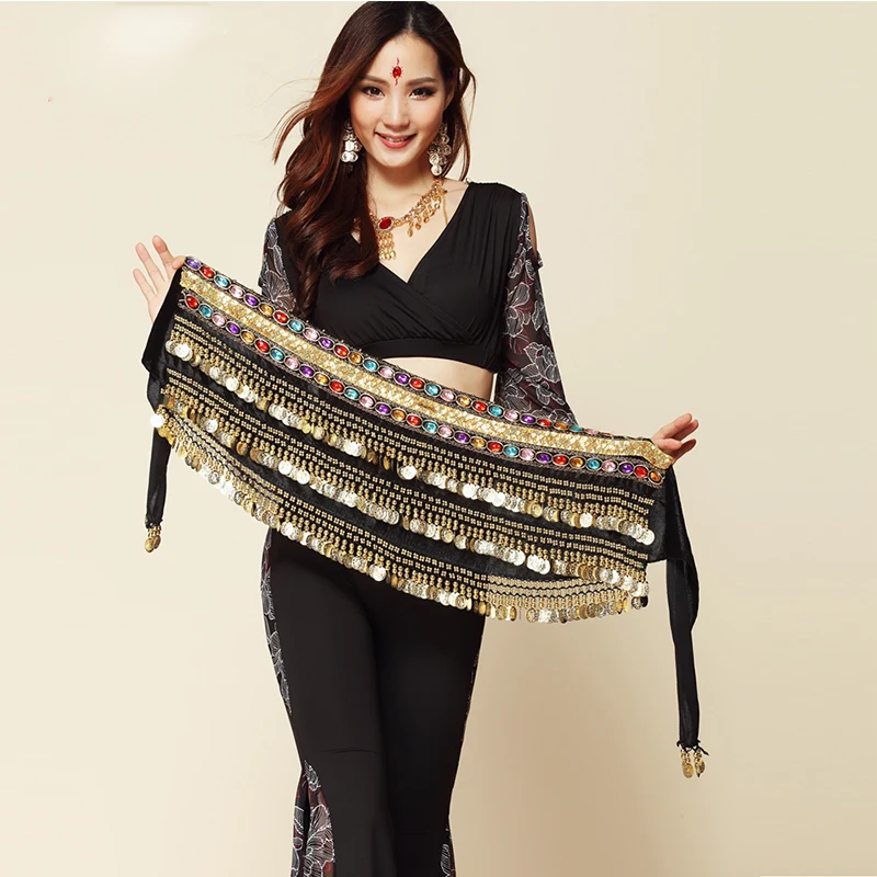 Belly Dance Costume Belt Velvet Dancing Hip Scarf Indian Dancer Hipscarf Beads &amp Coins Training Performance Outfits | Тематическая