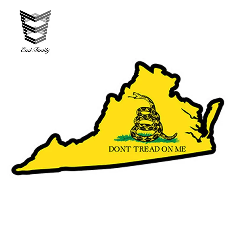 

EARLFAMILY 13cm x 7.2cm Car Styling Virginia Don't Tread On Me Printed Vinyl Decal Car Sticker Garsden Va Waterproof Accessories