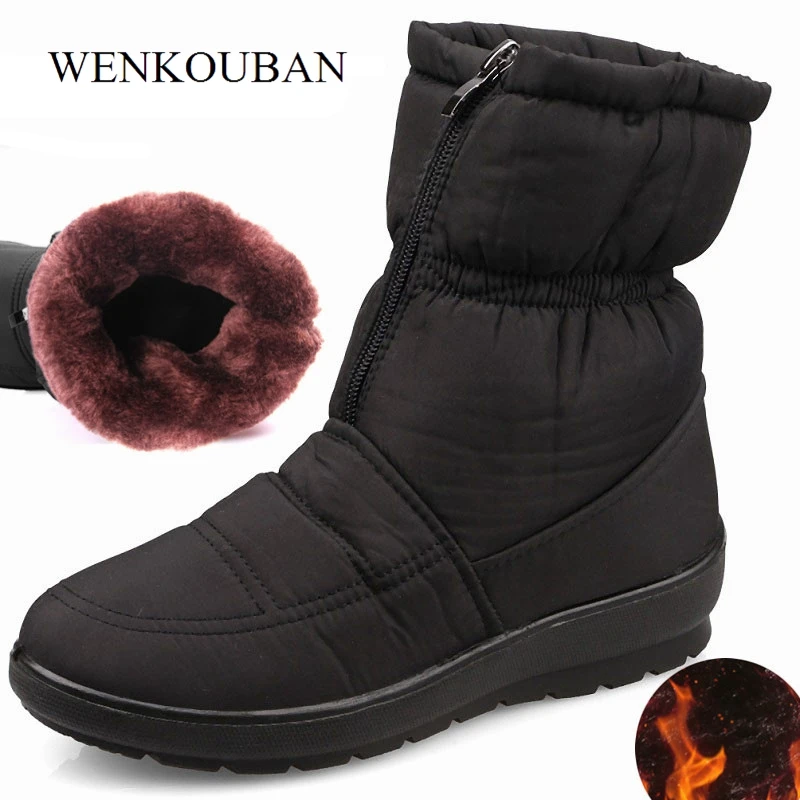 Winter Boots Women Shoes Platform Female Snow Ankle Boots Waterproof Ladies Plush Insole Fur Bota Feminina 2019 Black Botine Winter Boots Women Shoes Platform Female Snow Ankle Boots Waterproof Ladies Plush Insole Fur Bota Feminina 2019 Black Botine