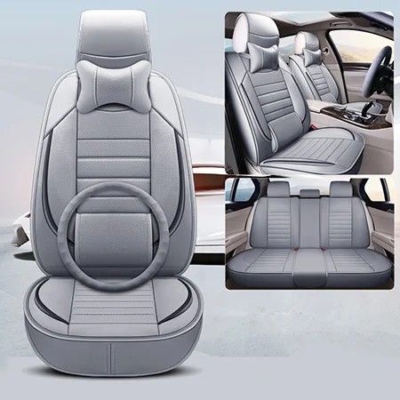 Высококачественные кожаные универсальные автомобильные чехлы на сиденья для ford ranger ford fusion focus 2 mk2 mondeo mk3 mk4 kuga автомобильные аксессуары - Название цвета: Gray Deluxe