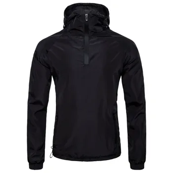 

Men's hat, waterproof jacket, pure color, fashion, slim, hooded jacket jacket.