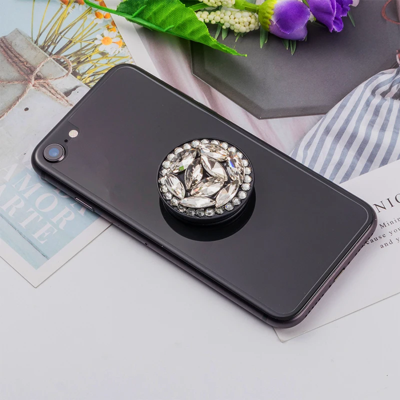 Держатель для сотового телефона держатель для IPhone samsung huawei LG Алмазная подставка для телефона Подставка для телефона - Цвет: Серебристый