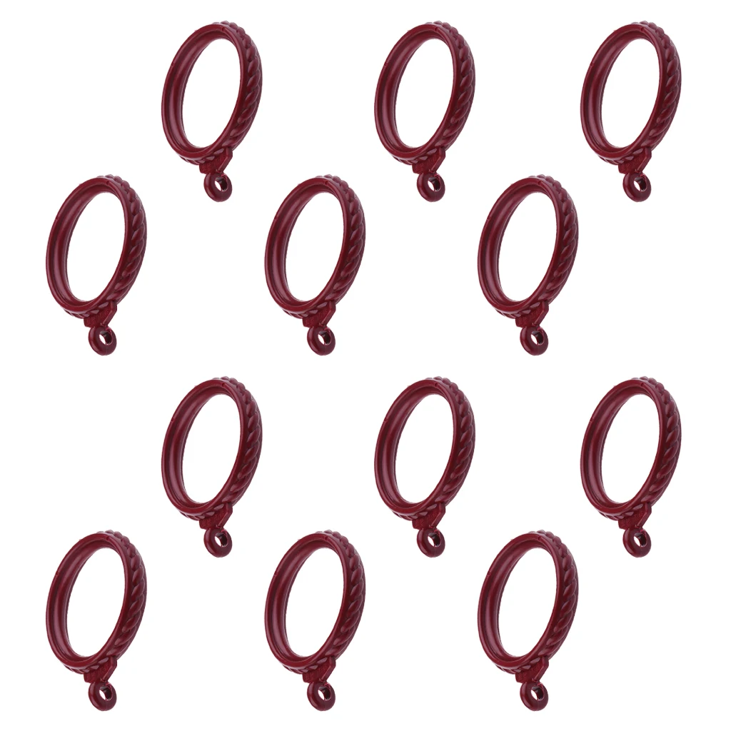12Pcs Ancient Rome Curtain Rod Ring Hook Eyelet Shower Curtain Hook Panel Hanger - 35mm Silent Sliding Hook for Home Bathroom