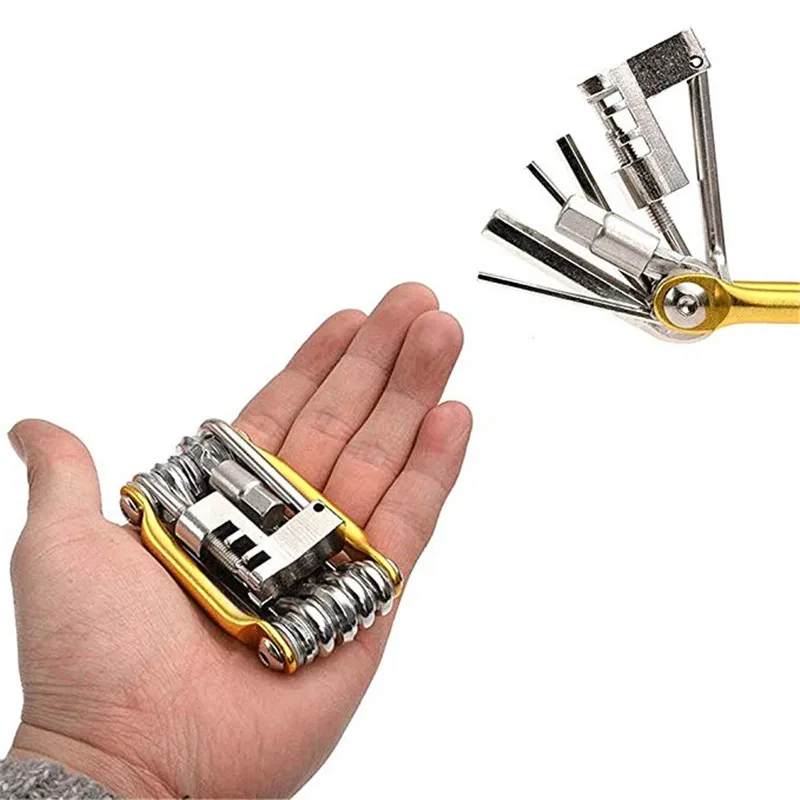 Best 16 in 1 Folding Multi Function Bike Cycling Mechanic Repair Tool Kit Bicycle Wrench Screwdriver Chain Cutter Cycling Tools Set