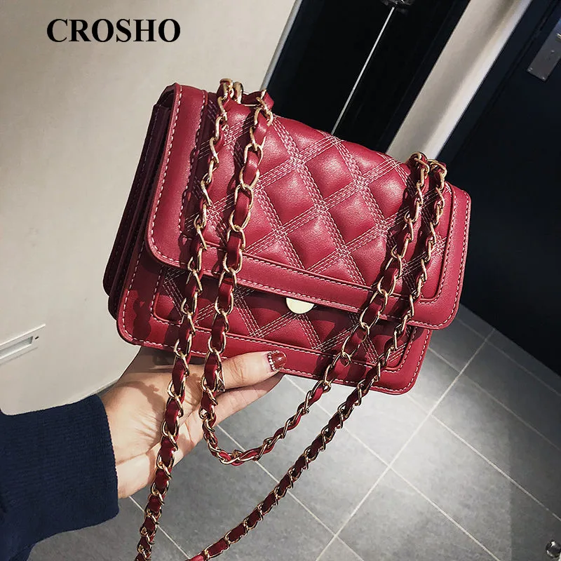 

CROSHO Crossbody Bag Fashion Chain Single Shoulder Bag with A Small Square Square Diamond Lattice