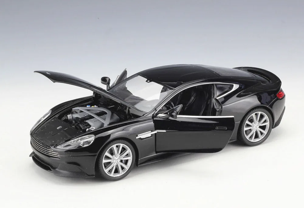 Welly 1:24 Aston Martin Vanquish черная литая модель спортивная гоночная машина игрушечная