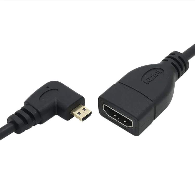 Micro HDMI Male to HDMI Female Adapter Cable Left Angle 90 Degree HDMI Converter Code for PC HDTV Projector