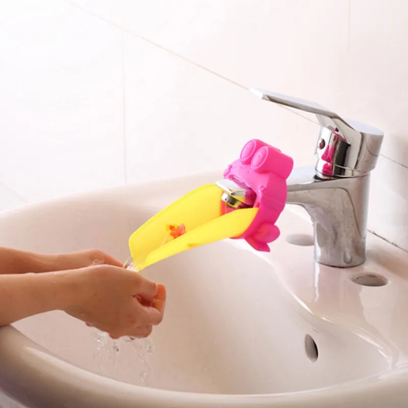 Мультфильм лягушка ванная комната раковина кран воды желоб расширитель для детей мытье рук руководство удобный для ребенка моющий помощник