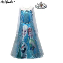 Лидер продаж, разноцветная брендовая одежда для косплея для девочек, Снежная Эльза, Анна, Модное Длинное платье принцессы, одежда для девочек, детская одежда, Vestidos