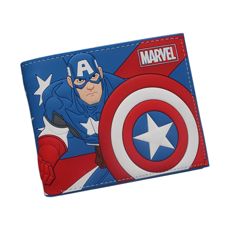 Newest 2016 Anime DC Cartoon Wallets Cute CAPTAIN AMERICA Wallet Bifold For Teenager Boy Girl Star Wars Deadpool Pokemon Wallets