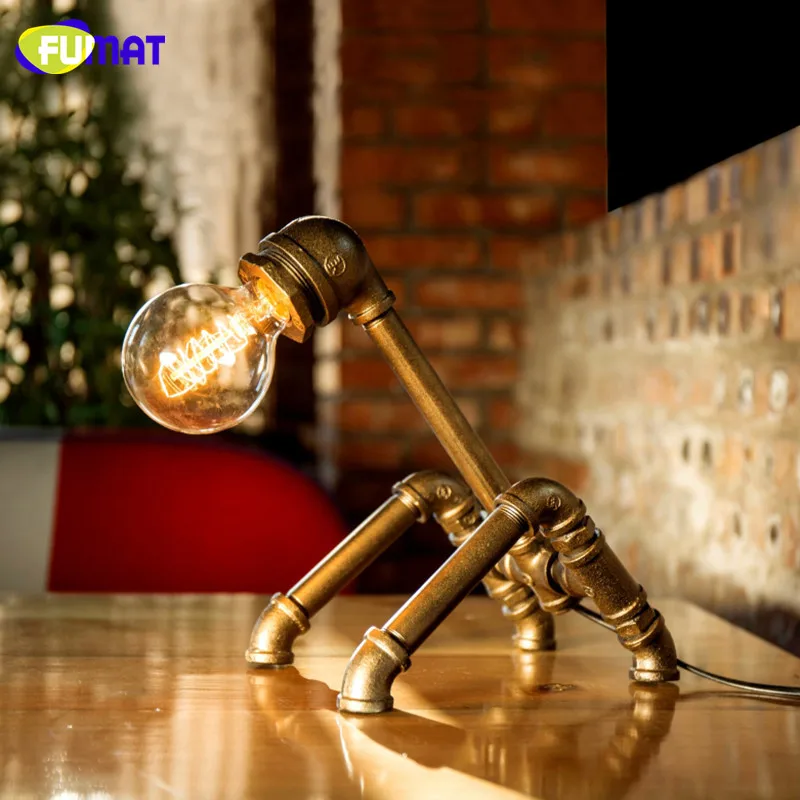 FUMAT Loft Industrial Water Pipe Desk Lamp Vintage Bedside Table Lamps For Living Room Bedroom Home Decor Desk Lamp Luminaria FUMAT Loft Industrial Water Pipe Desk Lamp Vintage Bedside Table Lamps For Living Room Bedroom Home Decor Desk Lamp Luminaria